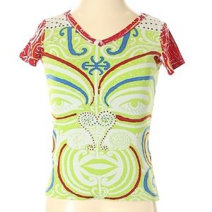 🔴3/$15🔴 BCBGMAXAZRIA T-SHIRT ABSTRACT VNECK XS